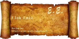 Elek Emil névjegykártya