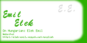 emil elek business card
